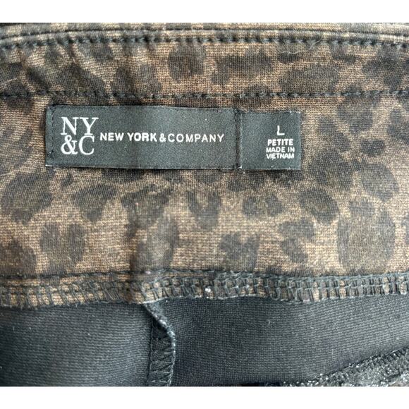 NY & Co Leopard Ponte Boot Cut Pant Stretch Large Petite - Picture 11 of 11
